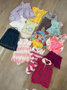 Mixed Baby Girl Clothing Bundle - Pink, Purple, Yellow, Blue 20 Pieces